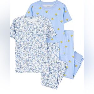 Carter’s Baby Girl’s 4 Piece Pajama Set With 2 Tops & 2 Pants All Brand New!